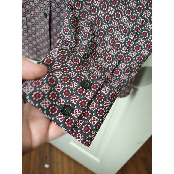 Chelsea & Theodore Shirt Woman XL Collared Button Long Sleeve Floral Check - Picture 5 of 8
